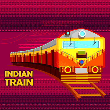 Indian Railway Train Representing Colorful India