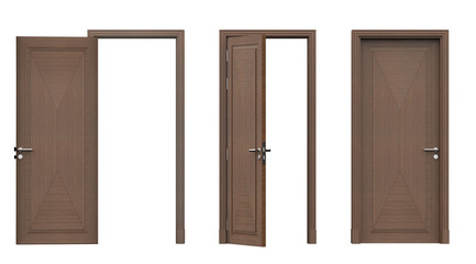 Porte in legno aperte e chiuse render 