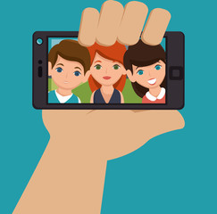 character selfie smartphone design vector illustration eps 10