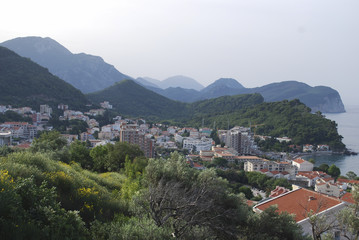 Obraz premium Mountain landscape, buildings in Montenegro. Travel in Europe.