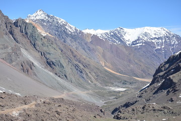 Landscape of mountain and volcanoes in Chile