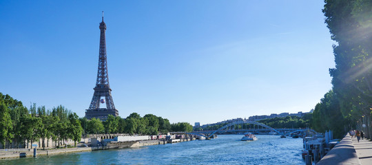 Eiffel Tower in Paris with Seine, France