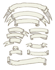 Antique hand drawn scrolls set