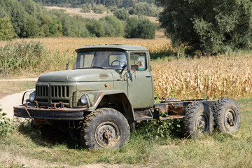 Old broken and abandoned russian truck for farms in Moldova