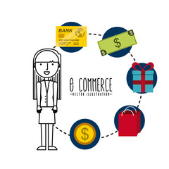 electronic commerce flat line icons vector illustration design