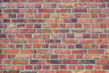 Red dirty brick wall grunge texture.