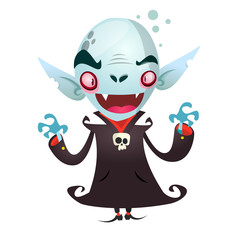 Cute cartoon vampire smiling. Vector illustration