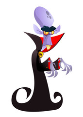 Cute cartoon vampire smiling. Vector illustration of dracula