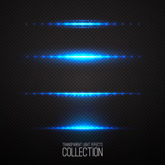 Glowing light effcets collection  isolated on transparent Vector illustration .