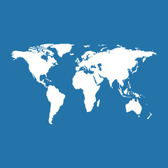 Fototapeta na wymiar World map on blue background. Vector Illustration