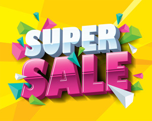 Super Sale layout design with abstract triangle elements. Vector illustration