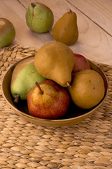 Assorted pears of new harvest.
