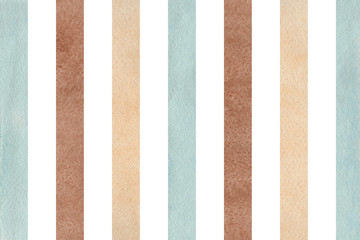 Watercolor brown, beige and blue striped background.
