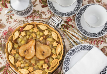 Fresh baked spicy pear pie.