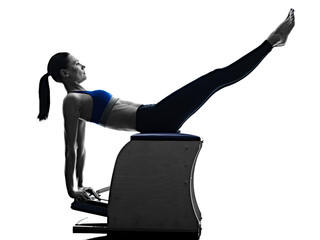 woman pilates chair exercises fitness isolated