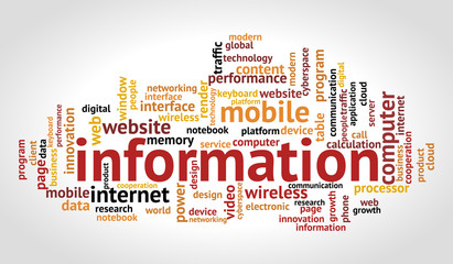 Information word cloud. Technology and internet concept.