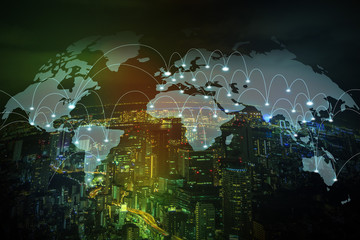 modern city and worldwide network, abstract image visual