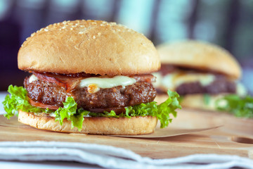 Tasty and appetizing hamburger