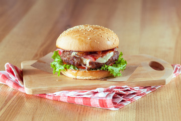 Tasty and appetizing hamburger