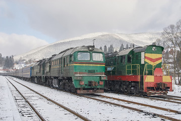 Obraz premium Old diesel passenger trains