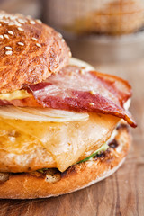 Home made hamburger with lettuce and cheese