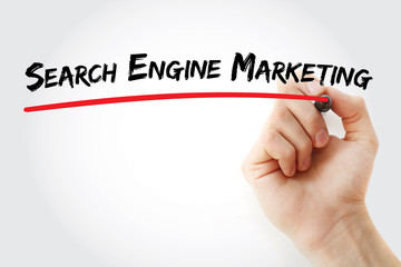 Hand writing Search Engine Marketing with marker, concept background