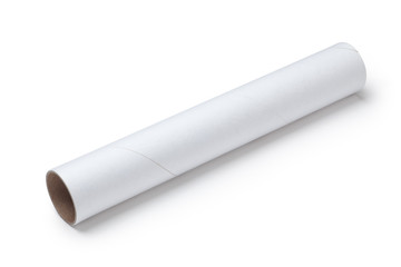 white paper tube isolated on white background