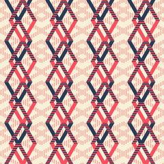 Seamless pattern of rhomboid shapes with striped lines