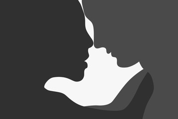 silhouette of couples that kiss