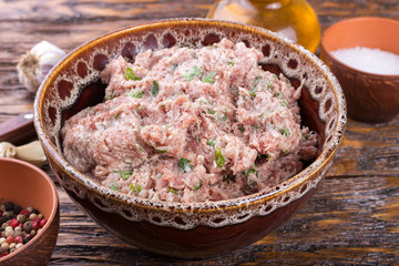 Grind meat in the plate