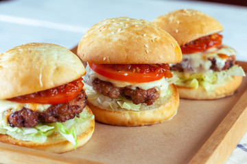 Juicy beef burgers