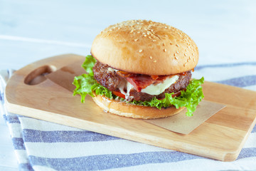 Tasty and appetizing hamburger