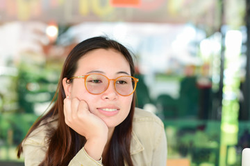 Woman worker of happy with cup of coffee