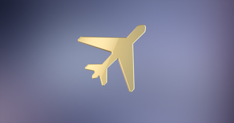 Plane Takeoff Gold 3d Icon