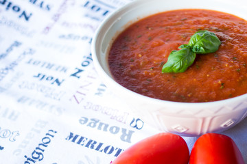 fresh tomato sauce in a white bowl 