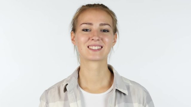 female Girl Student Inviting , Invitation , White Background