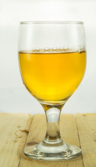 Beer in water goblet on white back ground