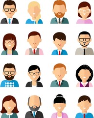 Set of business avatar peoples in flat colorful style