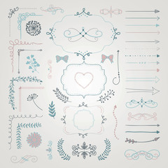 Set of Vector Decorative Hand Drawn Design Elements