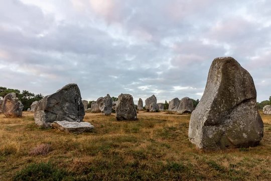 Time-Lapse,Time lapse, video, Carnac, Alignments  of Carnac, Brittany, France 