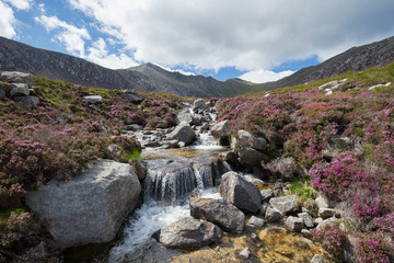 Scottish landscape and waterfall