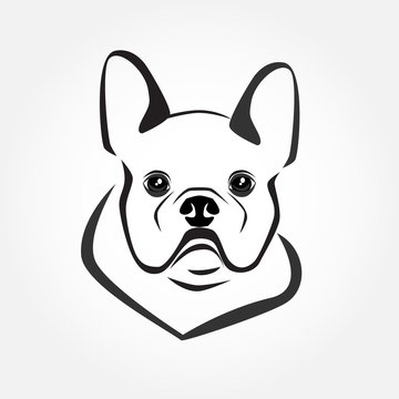 French bulldog icon vector. Dog head logo. Cute puppy face simple design.