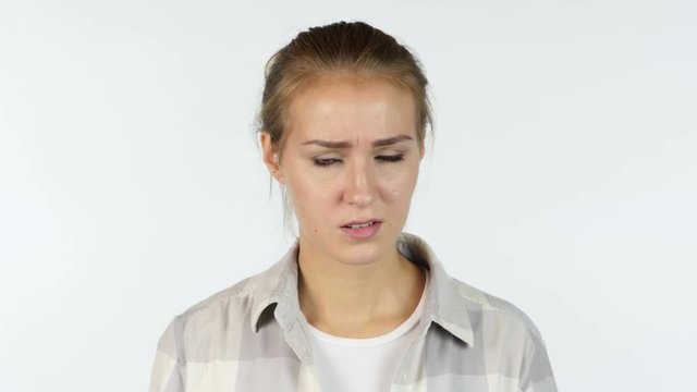 Angry Yelling, Arguing  Girl, White Background