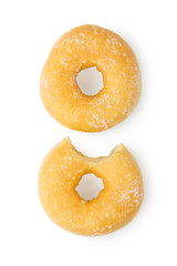 bite mark on homemade donut with clipping path