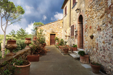 Fototapeta na wymiar Alleys, streets and crannies in the beautiful town in Tuscany, P