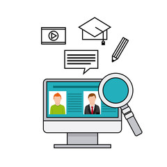 distance education flat icons vector illustration design
