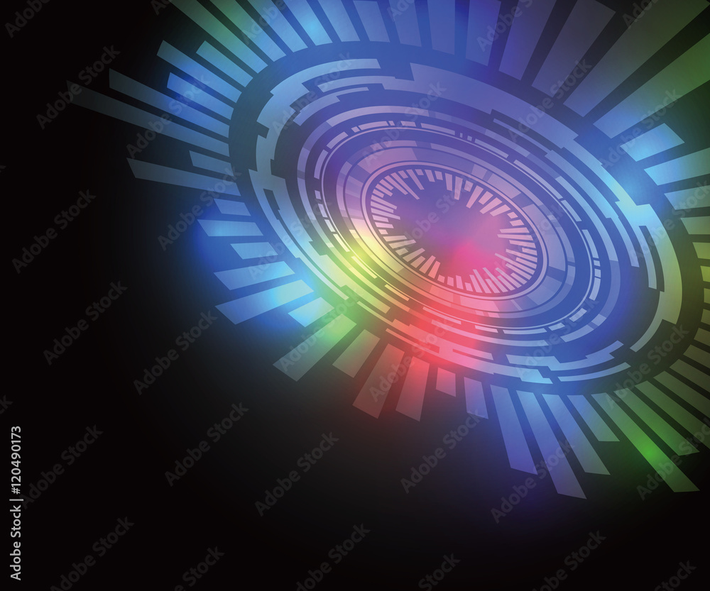Poster technological abstract background pattern, radiation and location, vector illustration