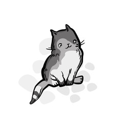Cute cat in funny cartoon style