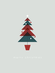 Modern Christmas tree vector symbol of winter holiday. Geometric polygonal shapes.