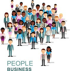 Set of vector african american, european business peoples